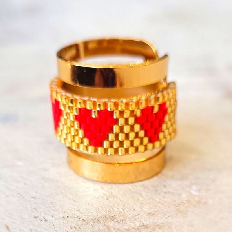 HEARTS Adjustable Miyuki Ring