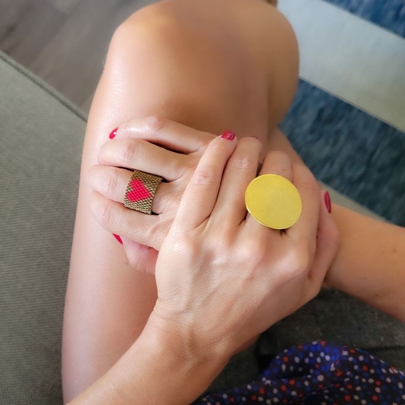 Bronze HEART Adjustable Miyuki Ring