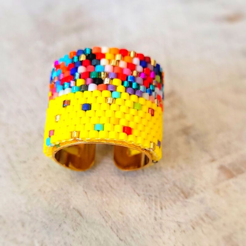 YELLOW Adjustable Miyuki Ring