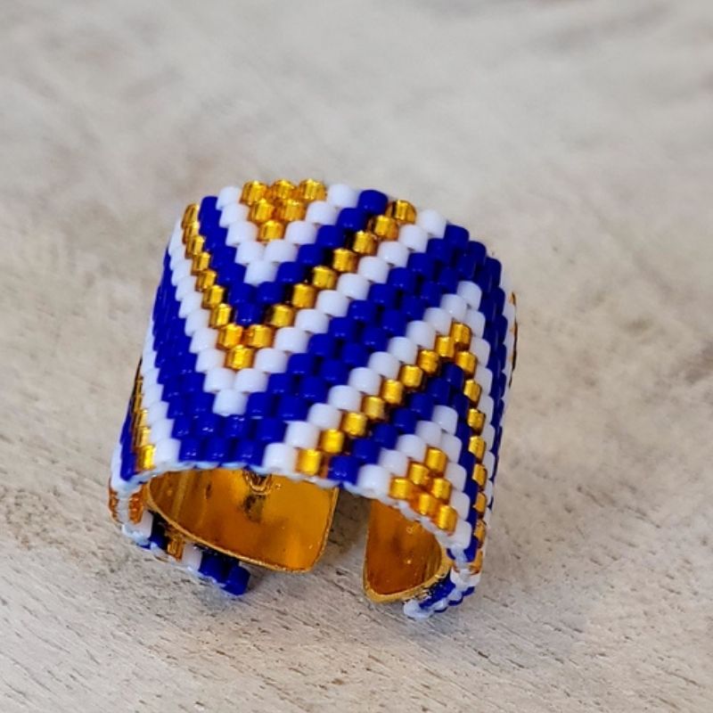 Blue WAVES Adjustable Miyuki Ring