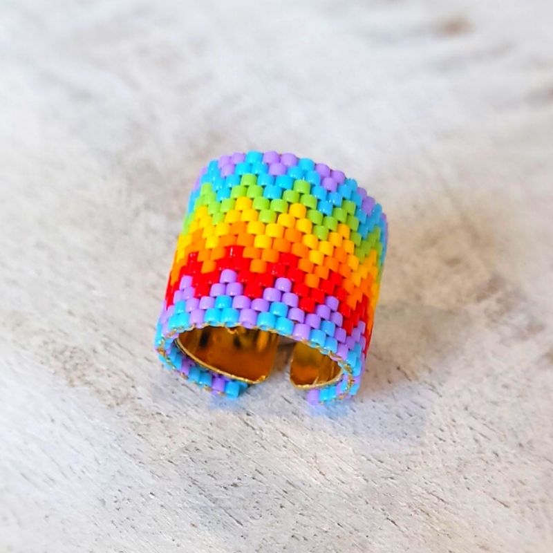 RAINBOW Waves Adjustable Miyuki Ring