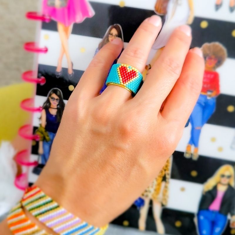 Sky HEART Adjustable Miyuki Ring