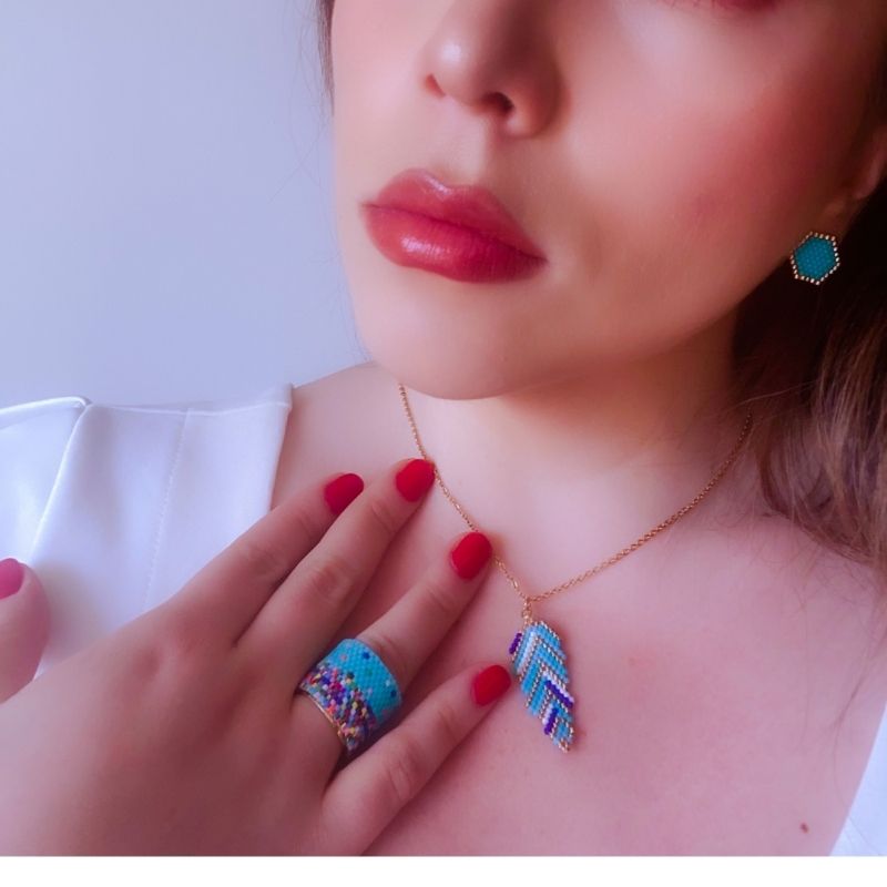 TURQUOISE Adjustable Miyuki Ring