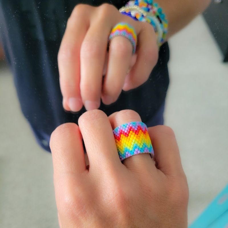 RAINBOW Waves Adjustable Miyuki Ring
