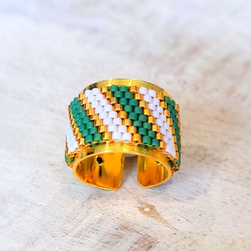 EMERALD Adjustable Miyuki Ring