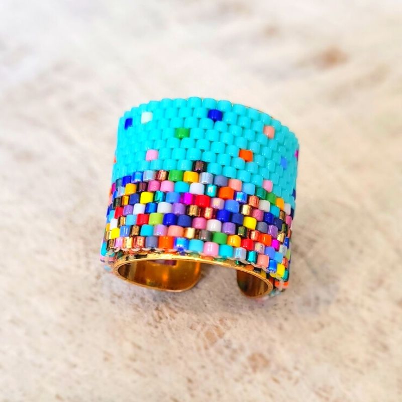 TURQUOISE Adjustable Miyuki Ring