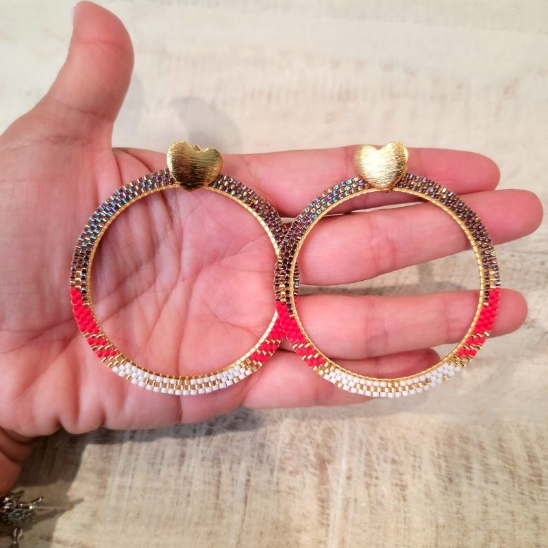 HEART Miyuki Hoop Earring