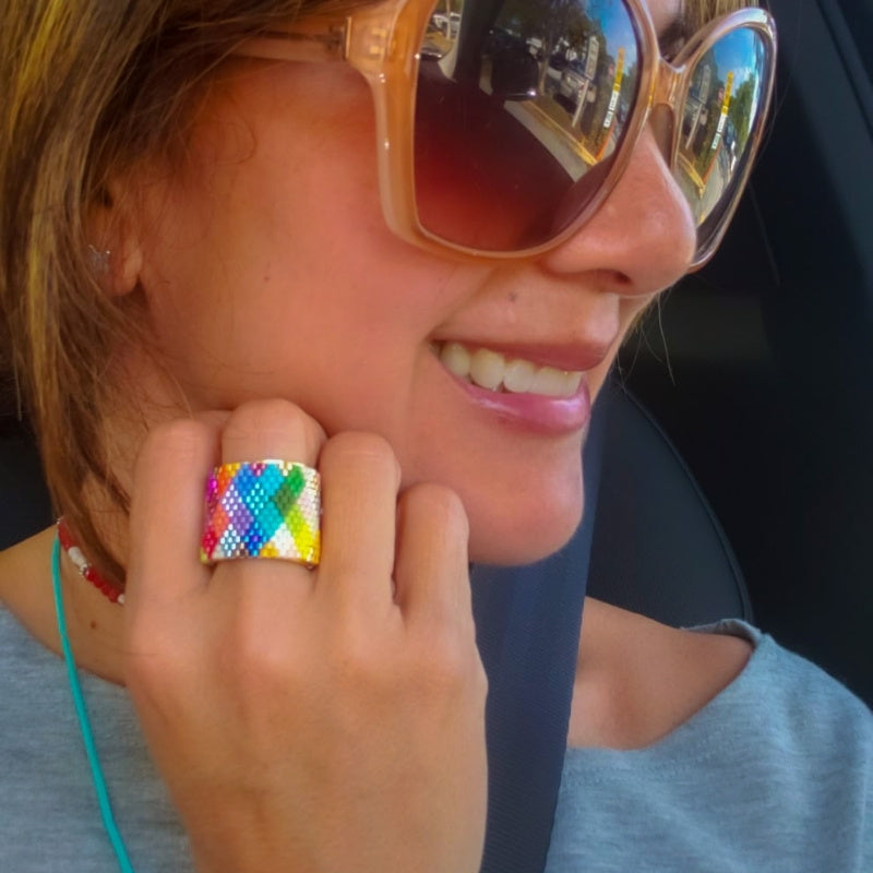 RHOMBUS Adjustable Miyuki Ring