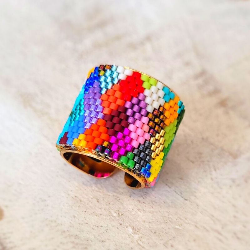 RHOMBUS Adjustable Miyuki Ring