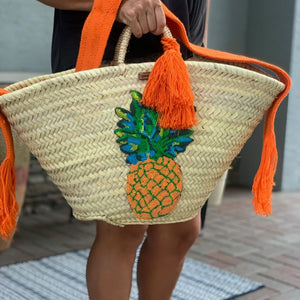 Chili Pineapple Straw Beach Bag