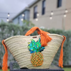 Chili Pineapple Straw Beach Bag